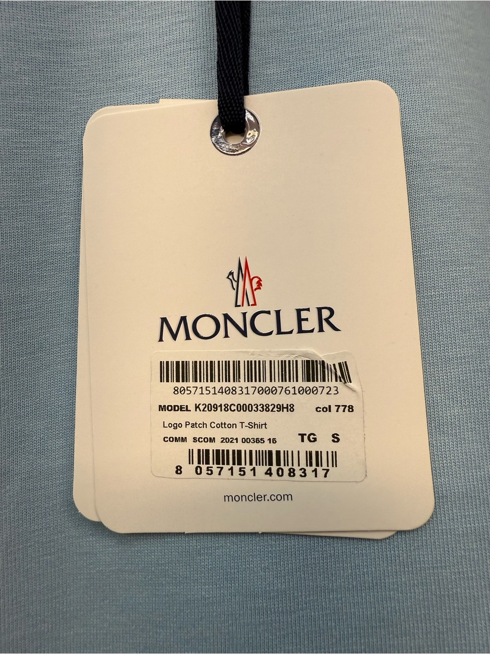 Moncler Light Blue Short-Sleeve Logo Tee - S & M available - Picture 5 of 10